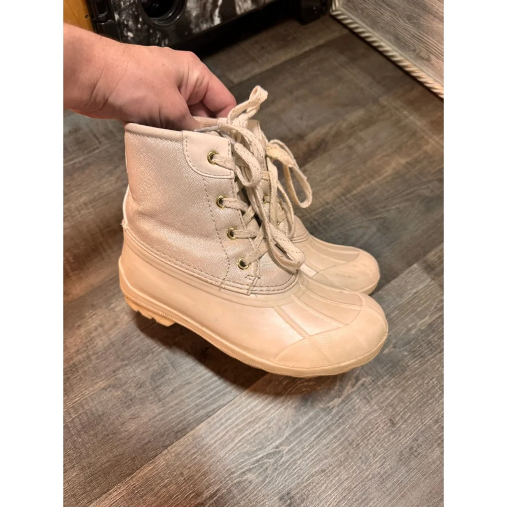 Girls Sperry Beige Rain & Snow‎ Boots Size 1 (Little Girl)